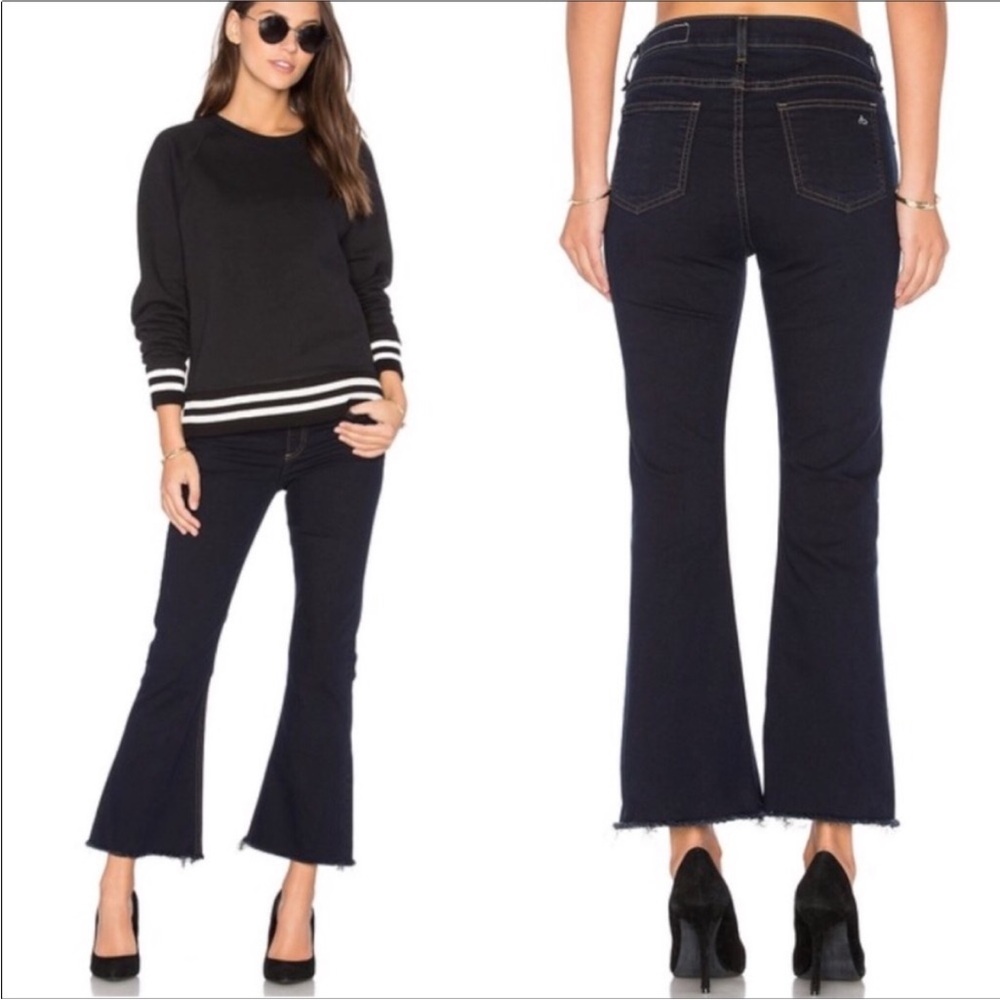 10 Inch Crop Raw Hem Flare Black Rag & Bone Jeans Sz 24